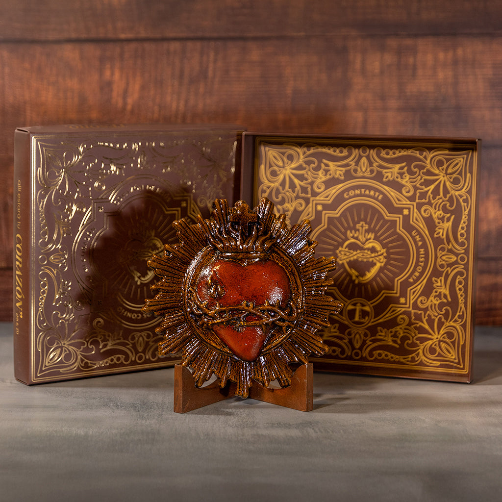 Corazón de Jesús tallado en madera